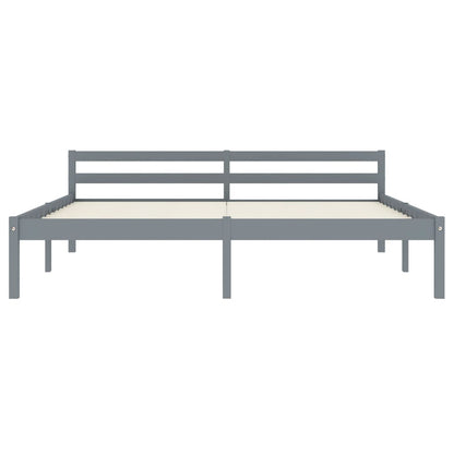 vidaXL Bed Frame | Grey | Solid Pine Wood, Plywood | Super King |  Durable