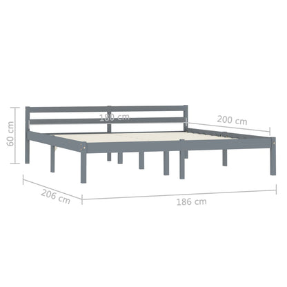 vidaXL Bed Frame | Grey | Solid Pine Wood, Plywood | Super King |  Durable