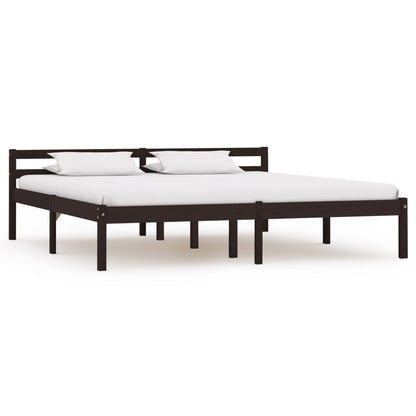 vidaXL Bed Frame | Dark brown | Solid pine wood | Double | Durable | Bed Frame