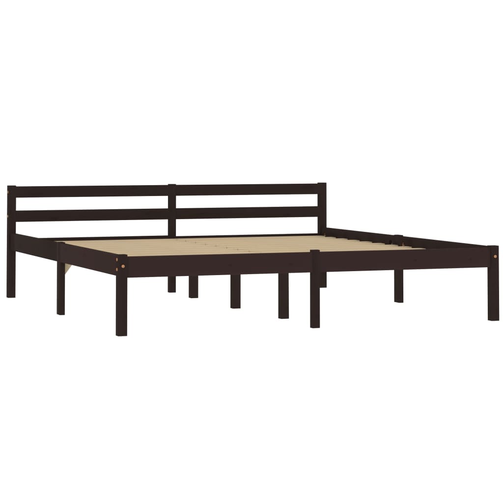 vidaXL Bed Frame | Dark brown | Solid pine wood | Double | Durable | Bed Frame