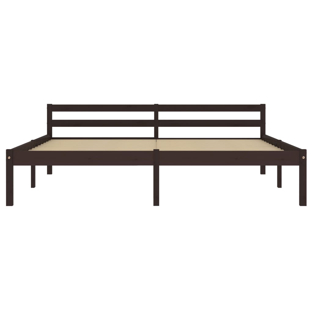 vidaXL Bed Frame | Dark brown | Solid pine wood | Double | Durable | Bed Frame