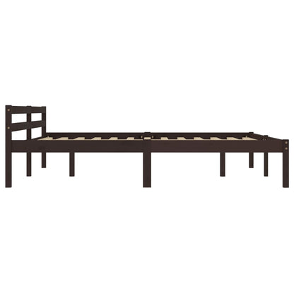 vidaXL Bed Frame | Dark brown | Solid pine wood | Double | Durable | Bed Frame