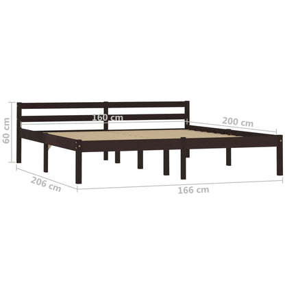 vidaXL Bed Frame | Dark brown | Solid pine wood | Double | Durable | Bed Frame