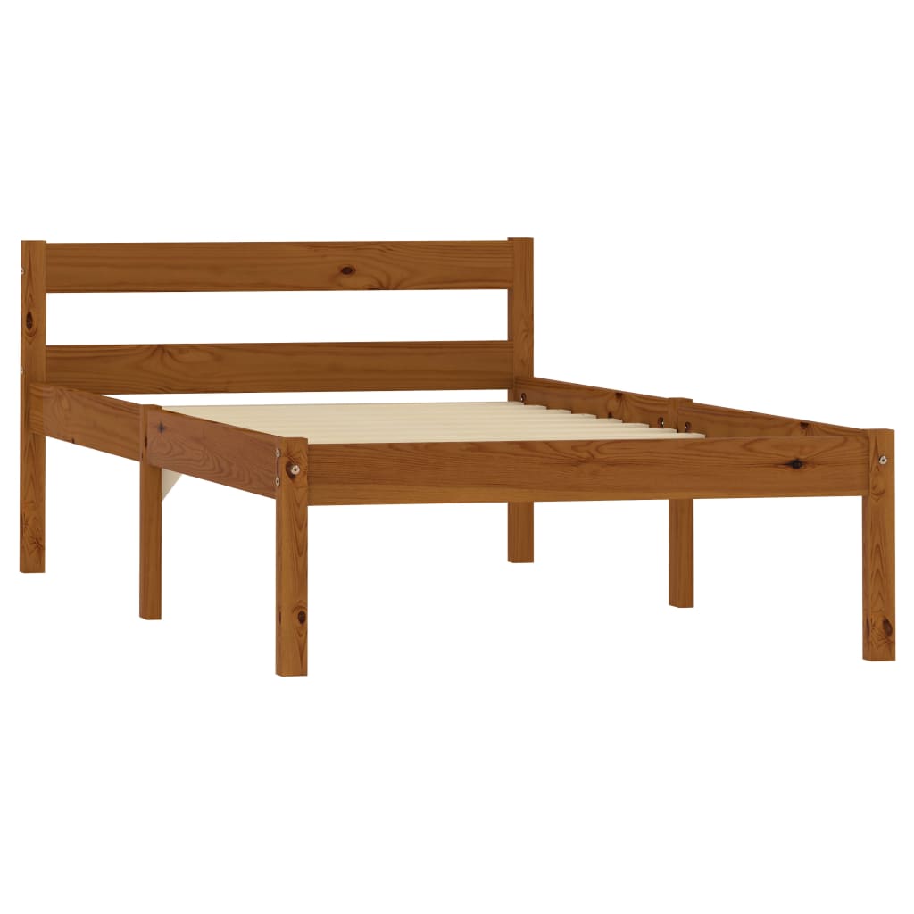 vidaXL Bed Frame | Honey Brown | Solid pine wood, Plywood | Single | Durable