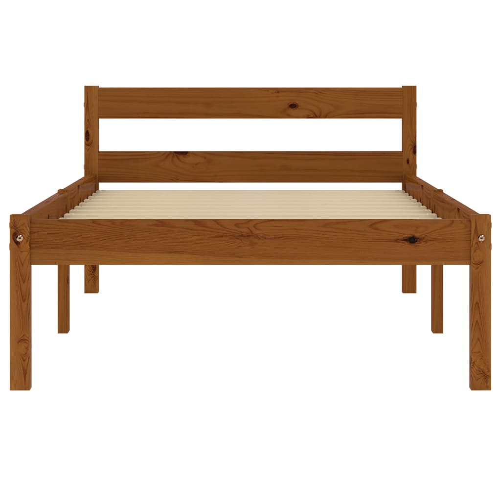 vidaXL Bed Frame | Honey Brown | Solid pine wood, Plywood | Single | Durable