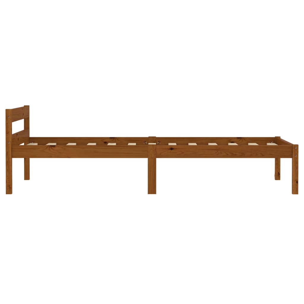 vidaXL Bed Frame | Honey Brown | Solid pine wood, Plywood | Single | Durable