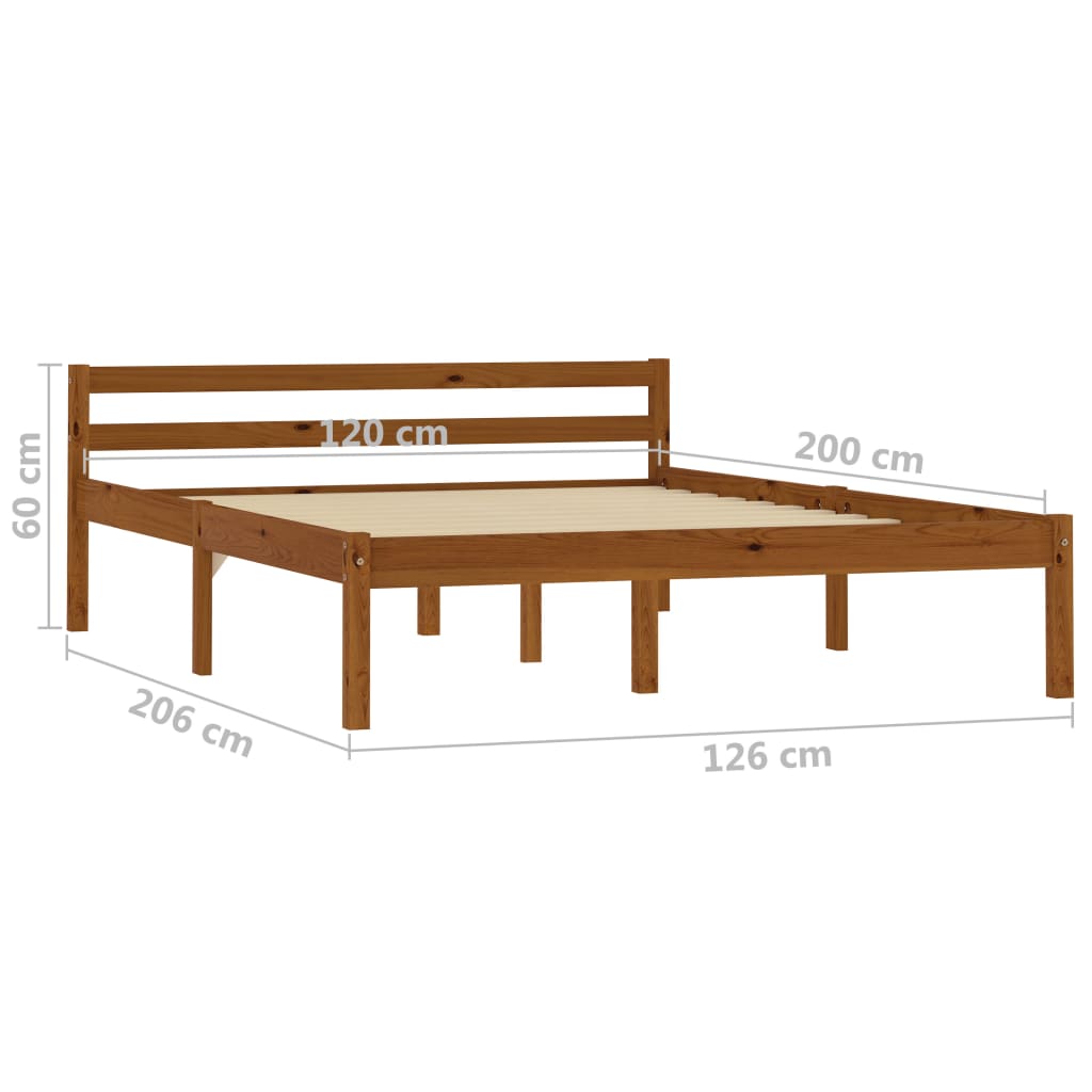 vidaXL Bed Frame without Mattress Honey Brown Solid Pine Wood 120x200cm