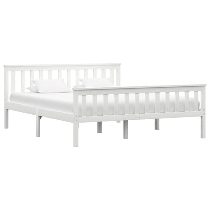 vidaXL Bed Frame | White | Solid pine wood, Plywood | Double |  Durable