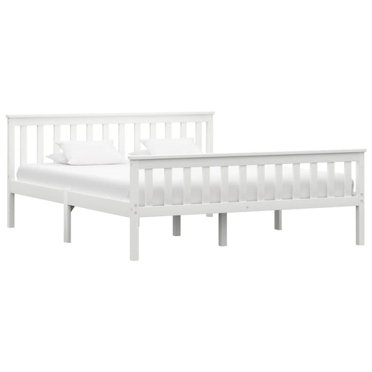 vidaXL Bed Frame | White | Solid pine wood, Plywood | Double |  Durable