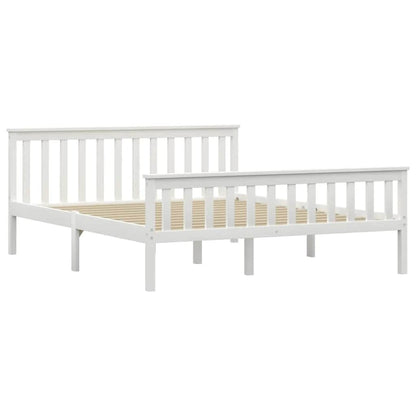 vidaXL Bed Frame | White | Solid pine wood, Plywood | Double |  Durable