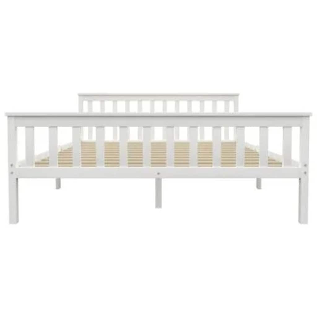 vidaXL Bed Frame | White | Solid pine wood, Plywood | Double |  Durable