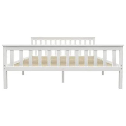 vidaXL Bed Frame | White | Solid pine wood, Plywood | Double |  Durable