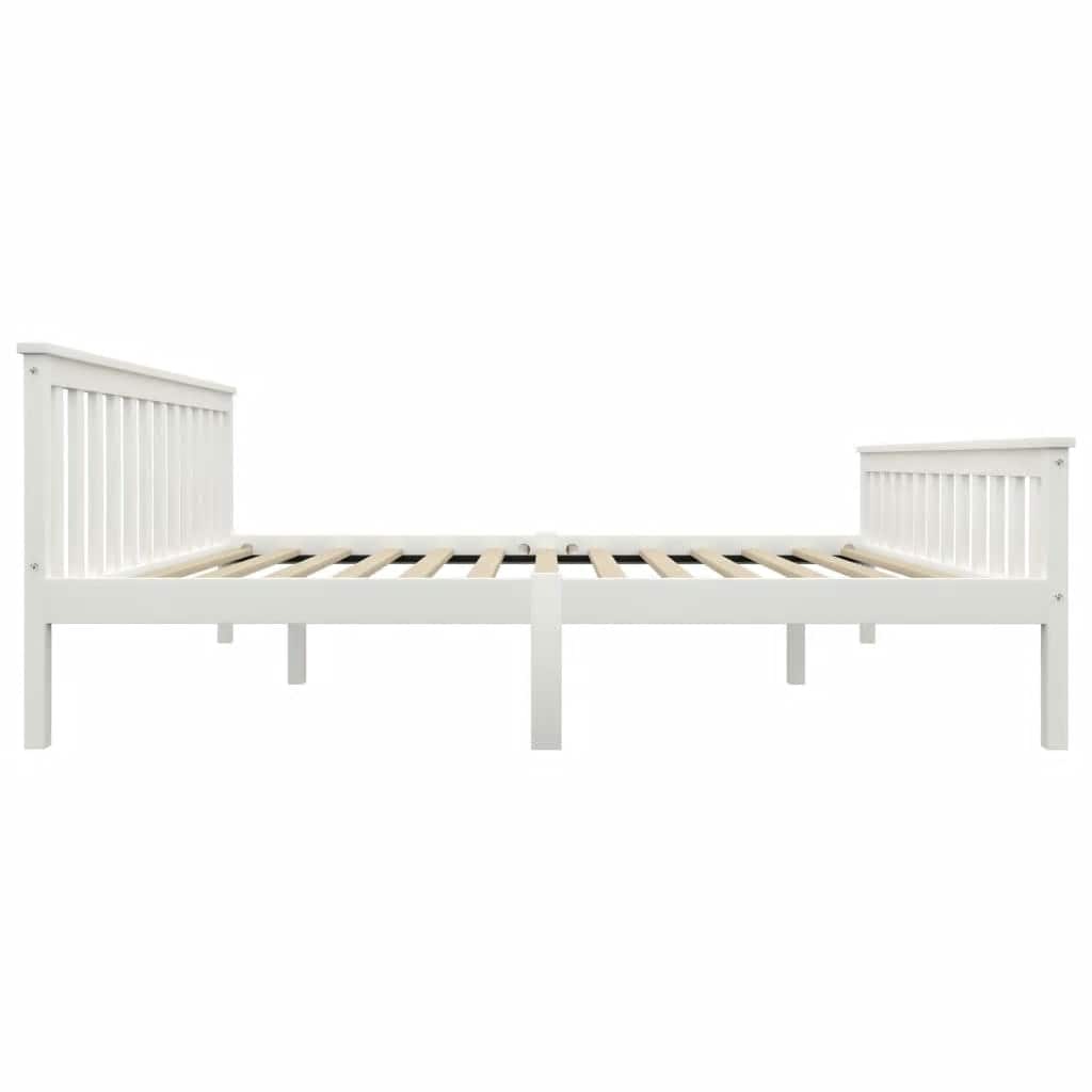 vidaXL Bed Frame | White | Solid pine wood, Plywood | Double |  Durable