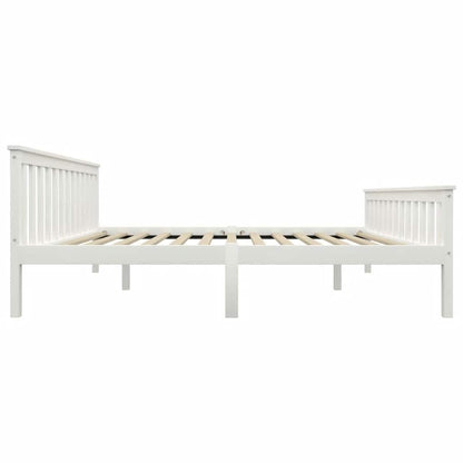 vidaXL Bed Frame | White | Solid pine wood, Plywood | Double |  Durable