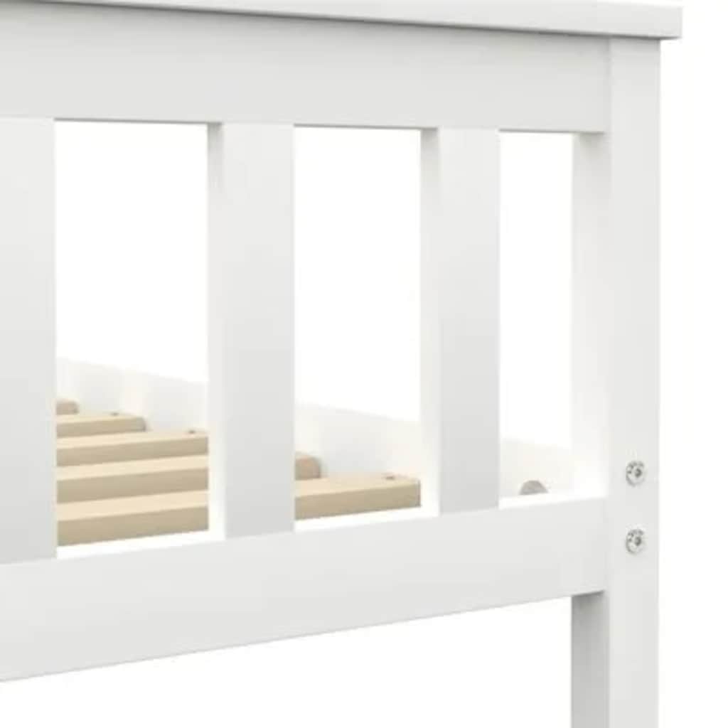 vidaXL Bed Frame | White | Solid pine wood, Plywood | Double |  Durable
