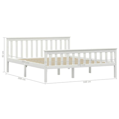 vidaXL Bed Frame | White | Solid pine wood, Plywood | Double |  Durable