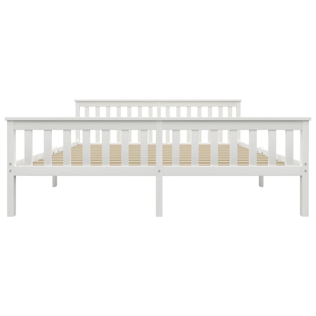 vidaXL Bed Frame | White | Solid pinewood frame, plywood slats | Super King