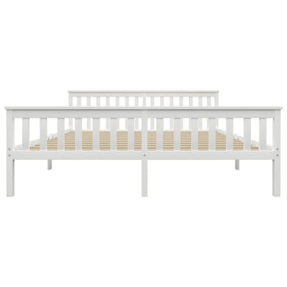vidaXL Bed Frame | White | Solid pinewood frame, plywood slats | Super King