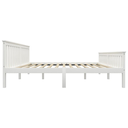 vidaXL Bed Frame | White | Solid pinewood frame, plywood slats | Super King