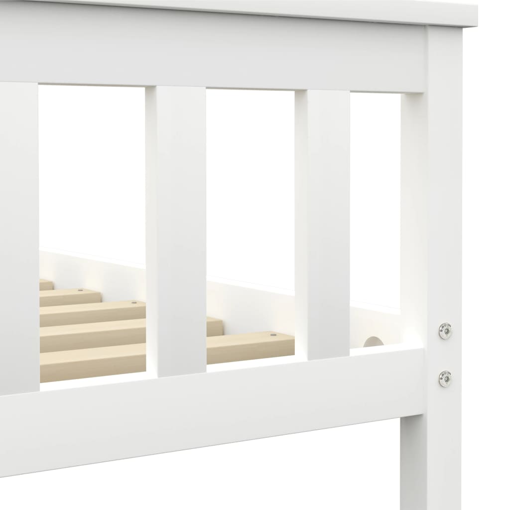 vidaXL Bed Frame | White | Solid pinewood frame, plywood slats | Super King