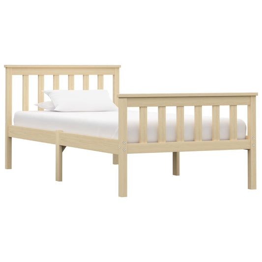 vidaXL Bed Frame | Natural | Solid pinewood, plywood slats | 100x200 cm