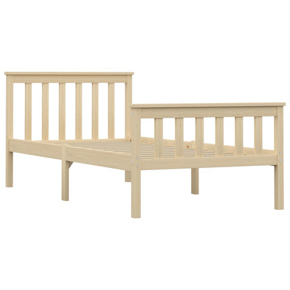vidaXL Bed Frame | Natural | Solid pinewood, plywood slats | 100x200 cm