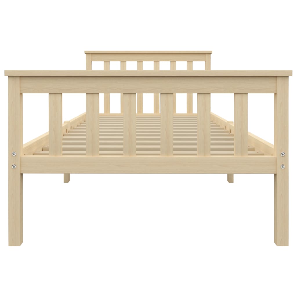 vidaXL Bed Frame | Natural | Solid pinewood, plywood slats | 100x200 cm