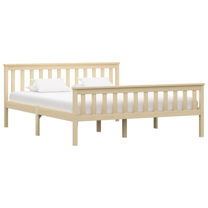 vidaXL Bed Frame | Natural Light Wood | Solid Pinewood, Plywood Slats