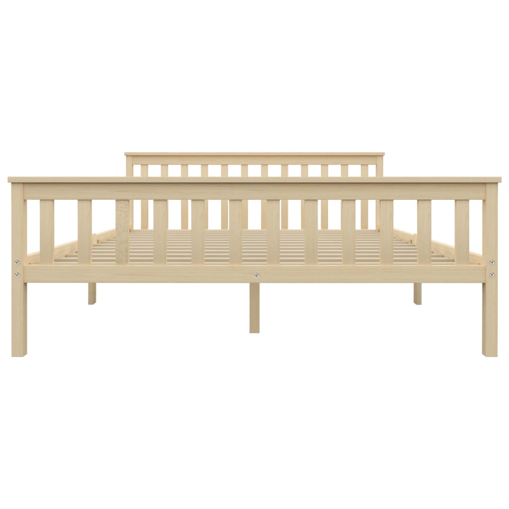 vidaXL Bed Frame | Natural Light Wood | Solid Pinewood, Plywood Slats