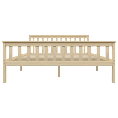 vidaXL Bed Frame | Natural Light Wood | Solid Pinewood, Plywood Slats