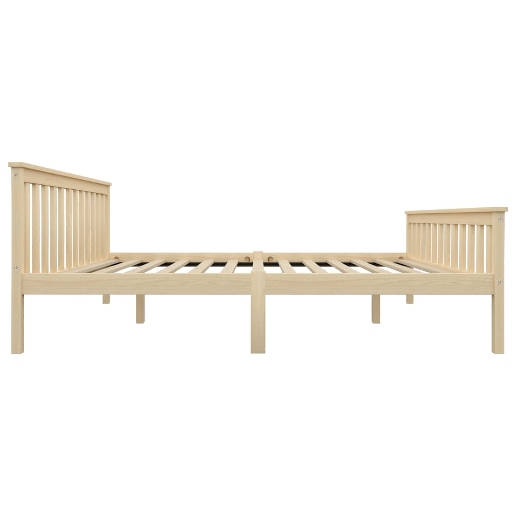 vidaXL Bed Frame | Natural Light Wood | Solid Pinewood, Plywood Slats