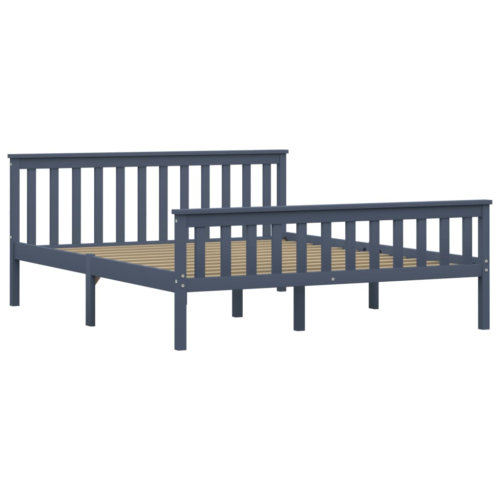 vidaXL Bed Frame without Mattress Grey Solid Pinewood 160x200 cm
