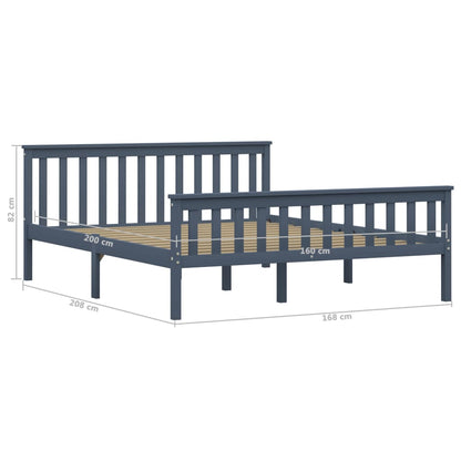 vidaXL Bed Frame without Mattress Grey Solid Pinewood 160x200 cm