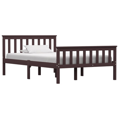 vidaXL Bed Frame | Dark brown | Solid Pinewood, Plywood | Double | Durable