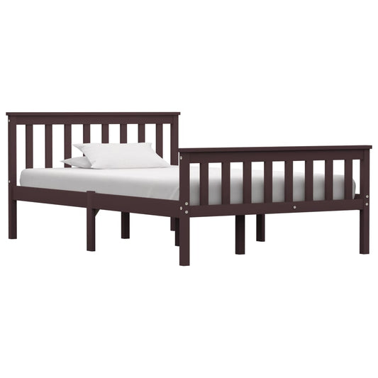 vidaXL Bed Frame | Dark brown | Solid Pinewood, Plywood | Double | Durable