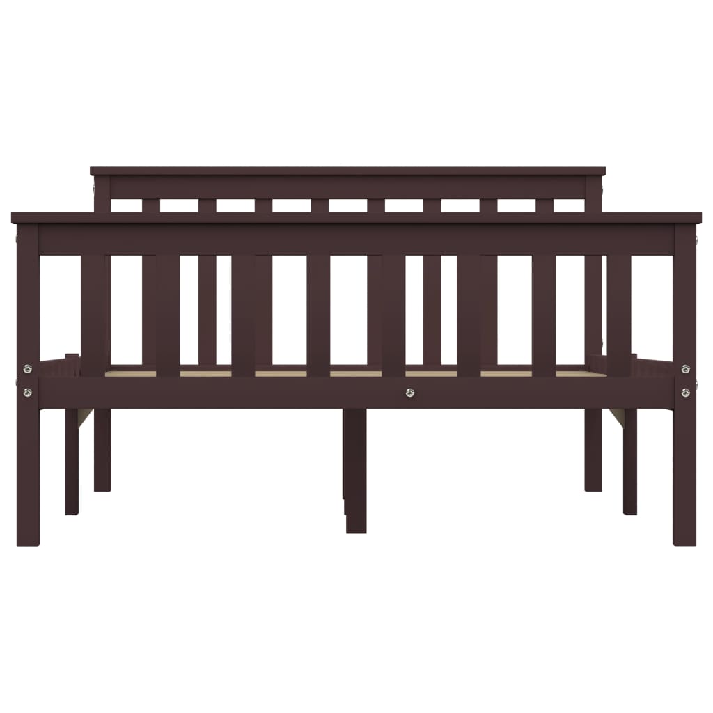 vidaXL Bed Frame | Dark brown | Solid Pinewood, Plywood | Double | Durable