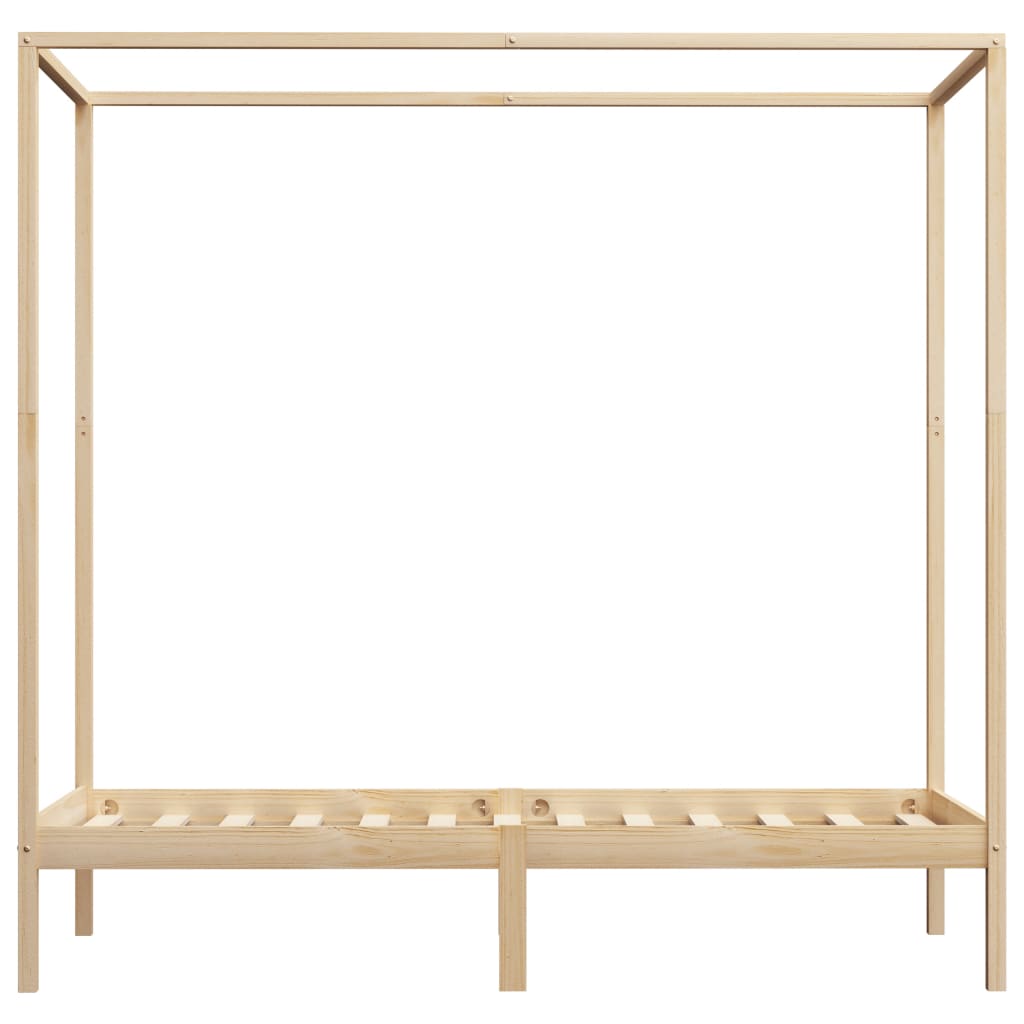 vidaXL Canopy Bed Frame without Mattress Solid Wood 100x200 cm