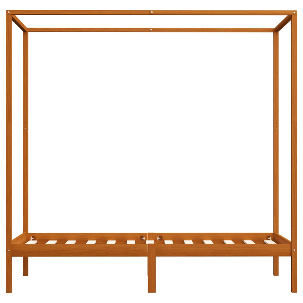 vidaXL Canopy Bed Frame without Mattress Honey Brown Solid Wood 90x200cm