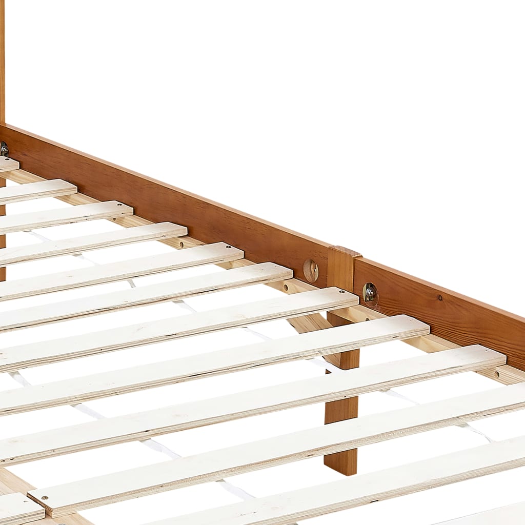 vidaXL Canopy Bed Frame without Mattress Honey Brown Solid Wood 90x200cm