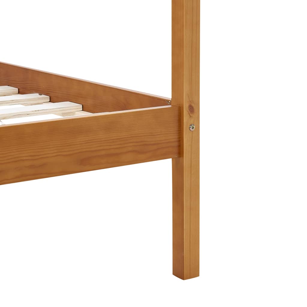 vidaXL Canopy Bed Frame without Mattress Honey Brown Solid Wood 90x200cm