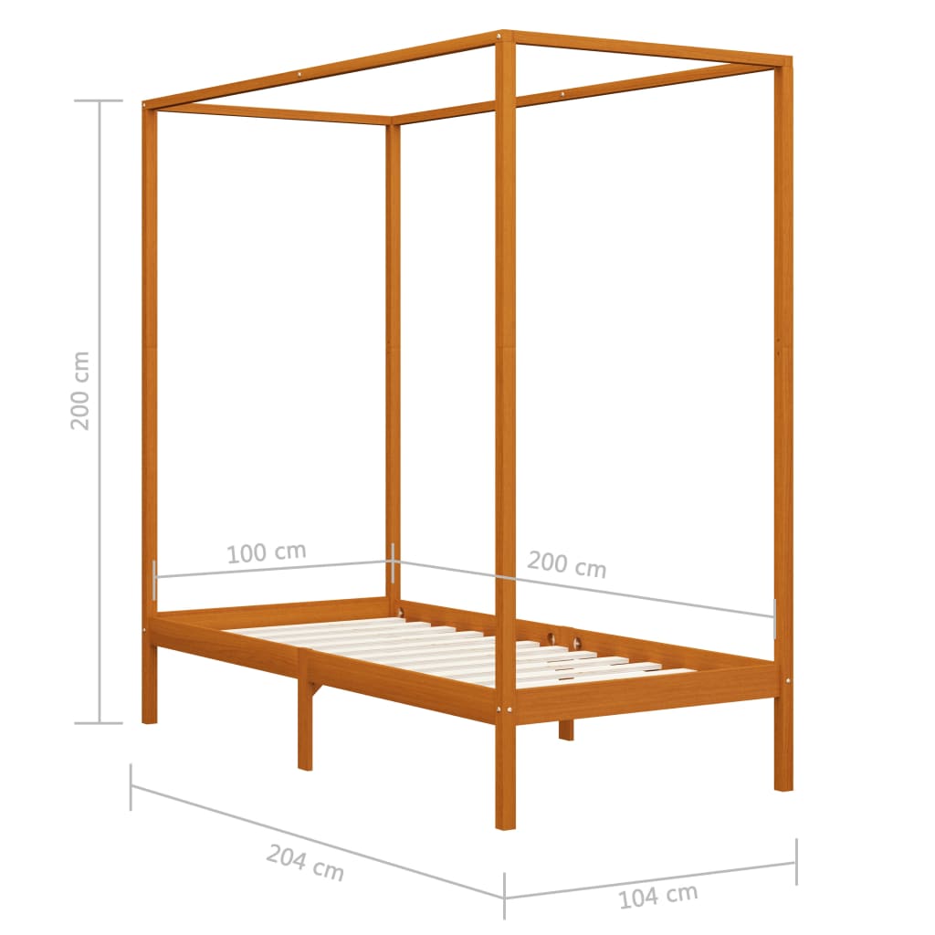 vidaXL Bed Frame | Honey brown | Solid pine wood | Single | Bed Frame