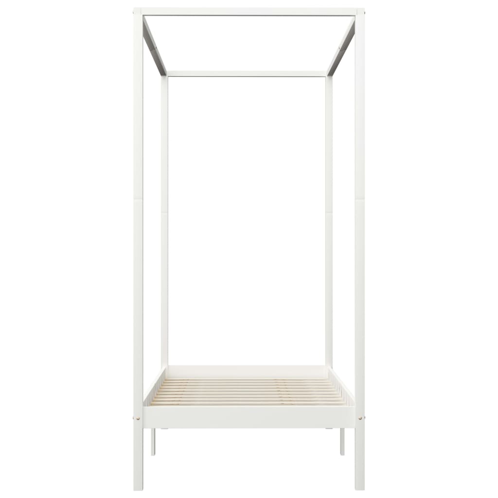 vidaXL Canopy Bed Frame without Mattress White Solid Wood 100x200 cm