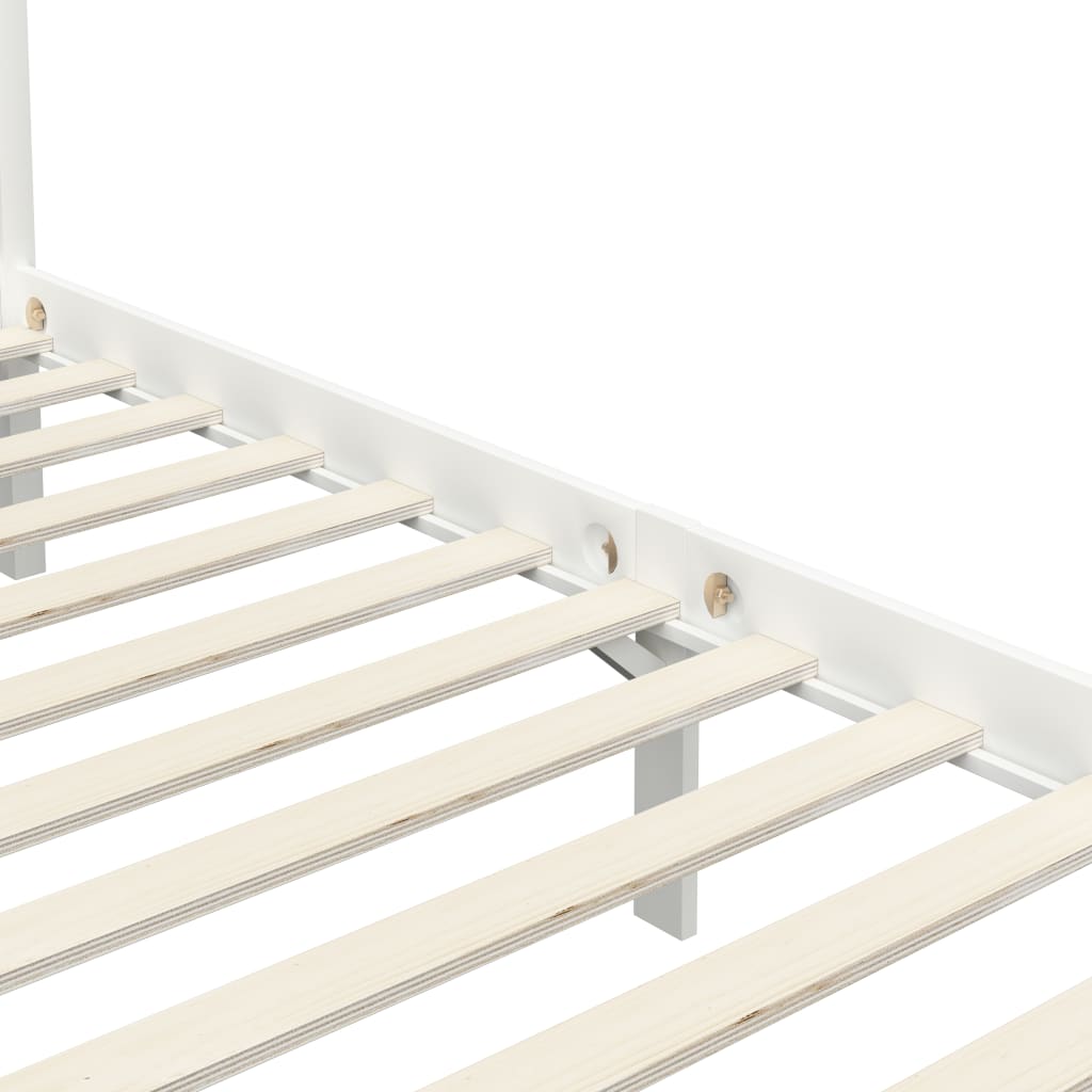 vidaXL Canopy Bed Frame without Mattress White Solid Wood 100x200 cm