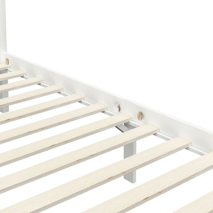 vidaXL Canopy Bed Frame without Mattress White Solid Wood 100x200 cm