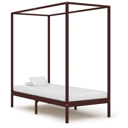 vidaXL Bed Frame | Dark Brown | Solid Pine Wood and Plywood Slats | 90 x 200 cm