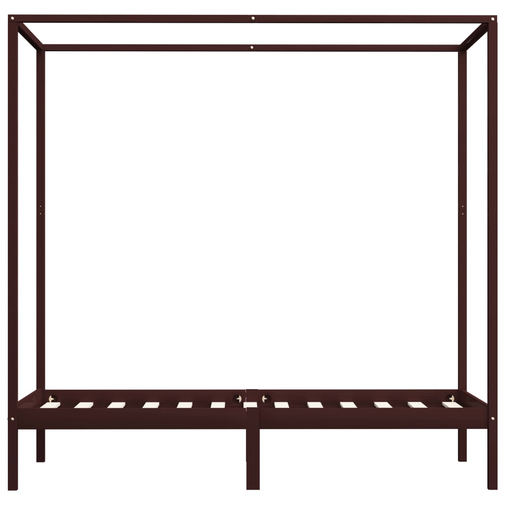 vidaXL Bed Frame | Dark Brown | Solid Pine Wood and Plywood Slats | 90 x 200 cm