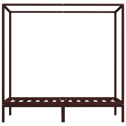 vidaXL Bed Frame | Dark Brown | Solid Pine Wood and Plywood Slats | 90 x 200 cm
