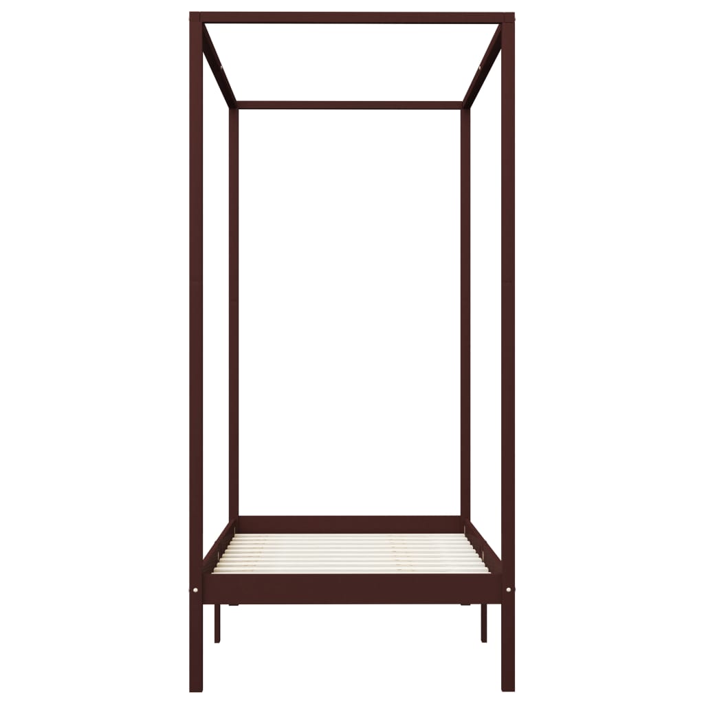 vidaXL Bed Frame | Dark Brown | Solid Pine Wood and Plywood Slats | 90 x 200 cm