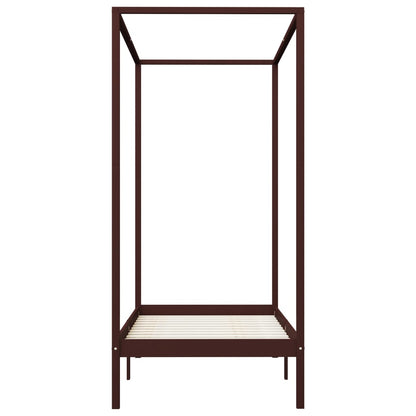 vidaXL Bed Frame | Dark Brown | Solid Pine Wood and Plywood Slats | 90 x 200 cm