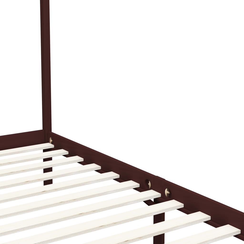 vidaXL Bed Frame | Dark Brown | Solid Pine Wood and Plywood Slats | 90 x 200 cm